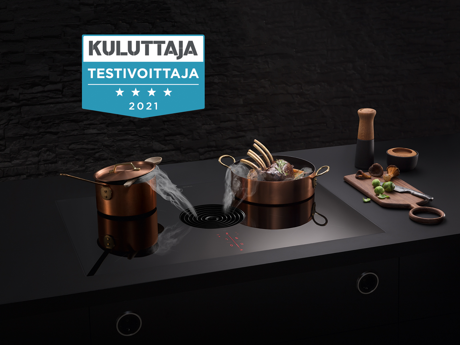 BORA Pure is Kuluttaja magazine’s 2021 test winner in induction cooktops with an integrated extractor in both recirculating and chimney extractor device groups.